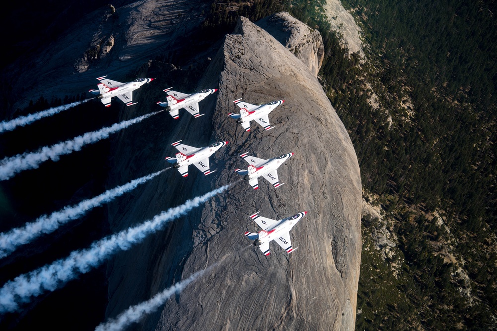 Thunderbirds fly over Yosemite National Park