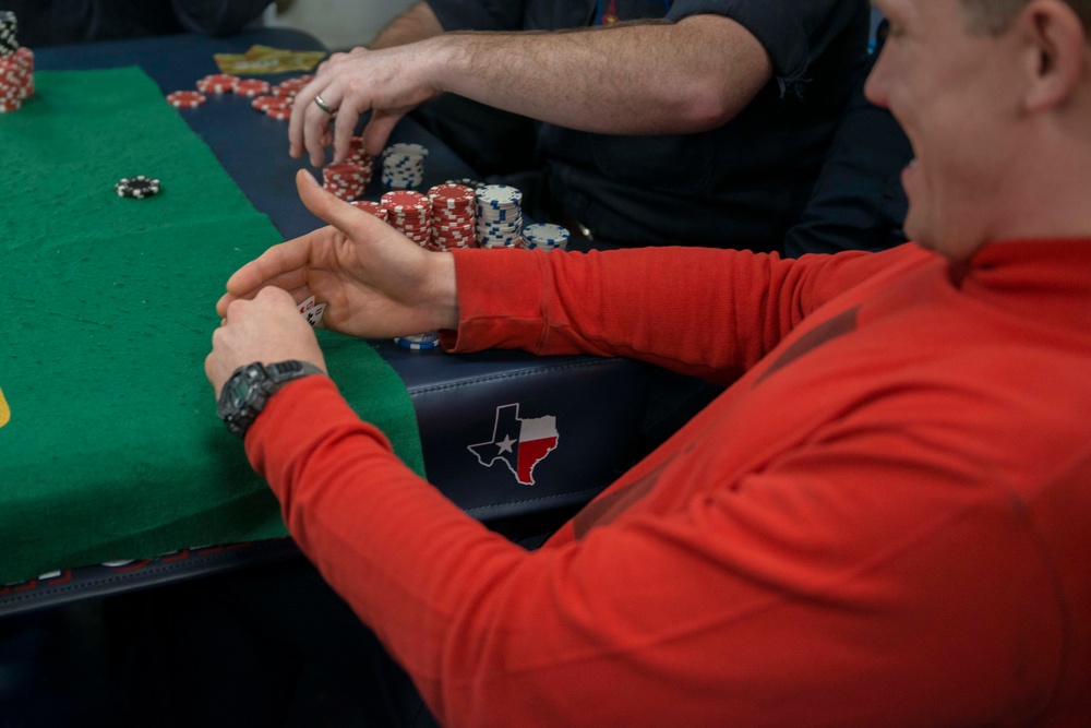 Sailors Play Poker Aboard GHWB