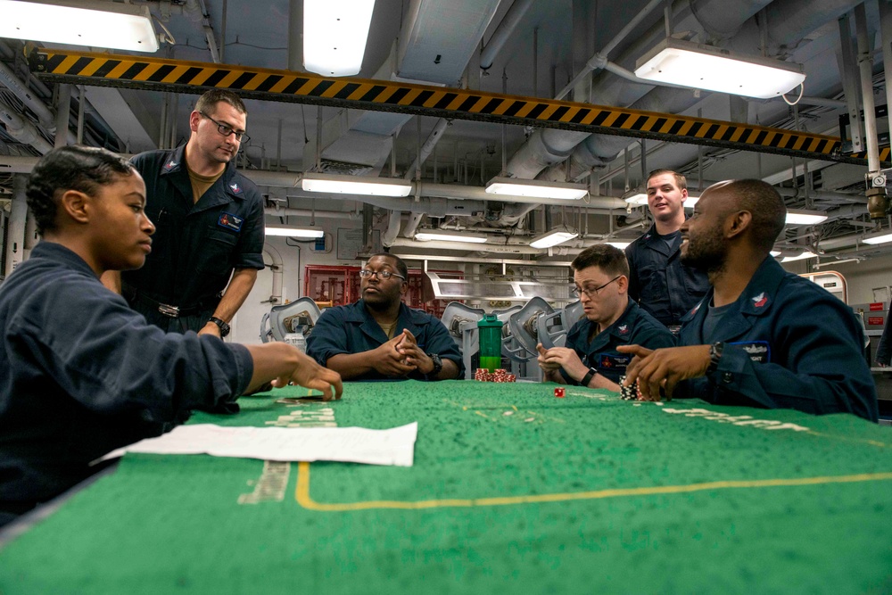 Sailors Play Poker Aboard GHWB