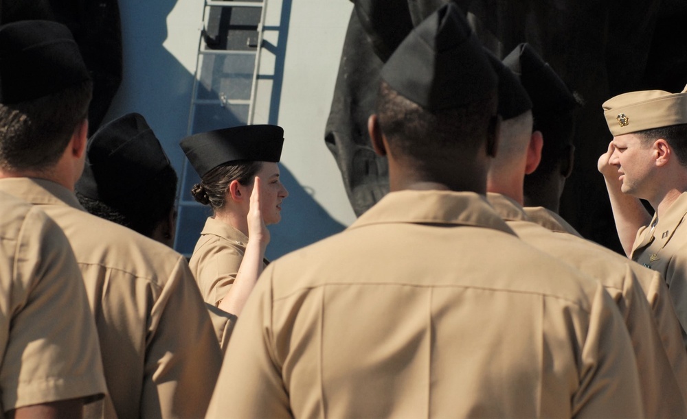 Re-enlistment aboard the USS Wisconsin (BB-64)