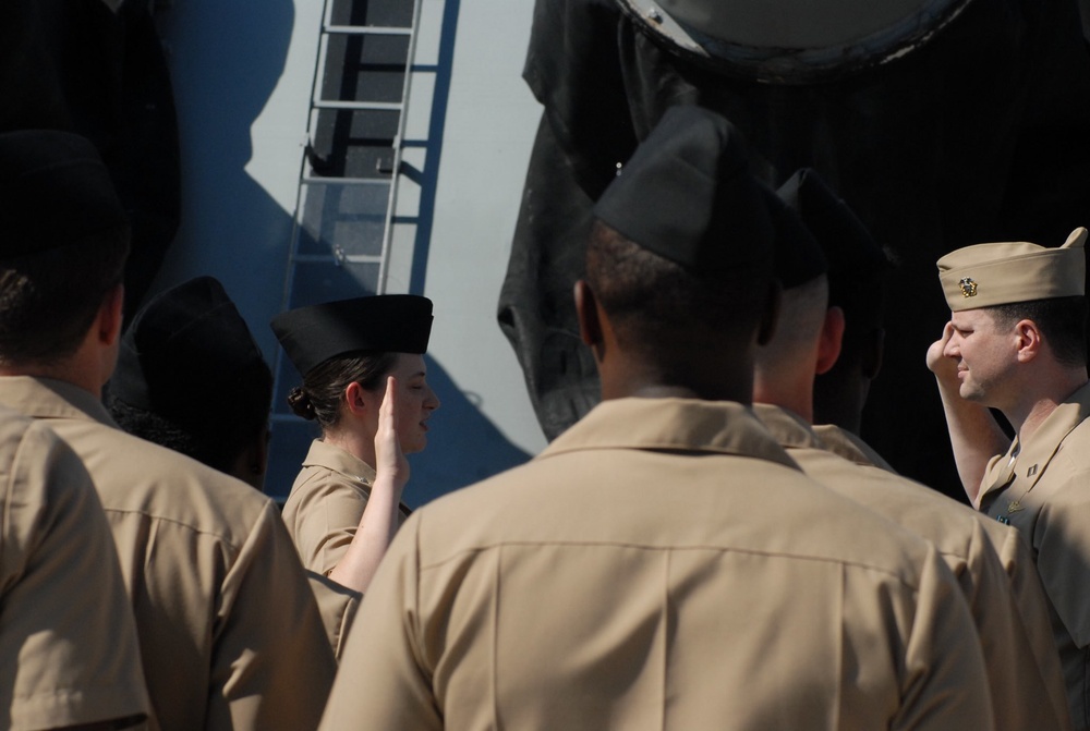 Re-enlistment aboard the USS Wisconsin (BB-64)