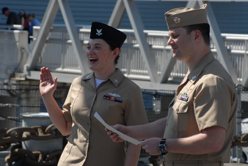 Re-enlistment aboard the USS Wisconsin (BB-64)