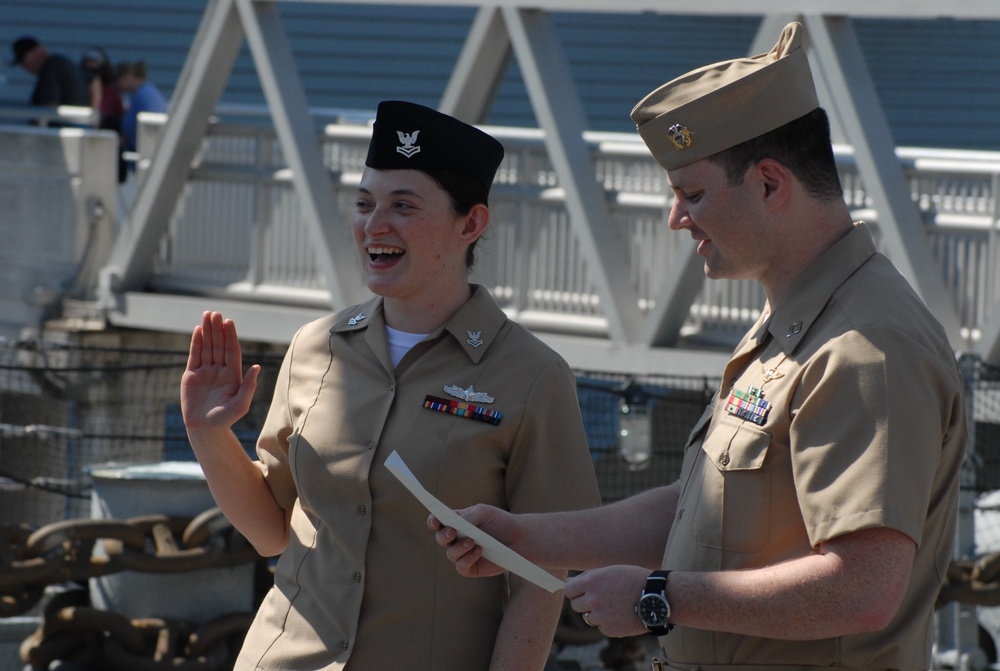 Re-enlistment aboard the USS Wisconsin (BB-64)