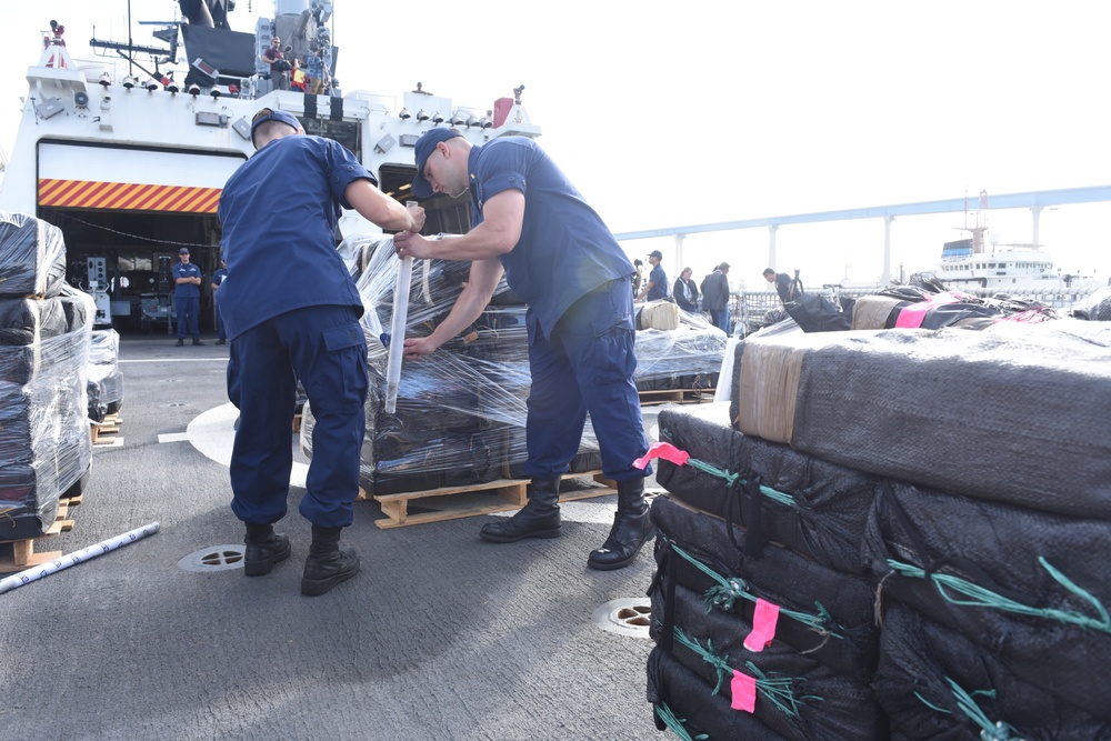 USCGC Stratton offloads more than 22,000 lbs. of cocaine in San Diego