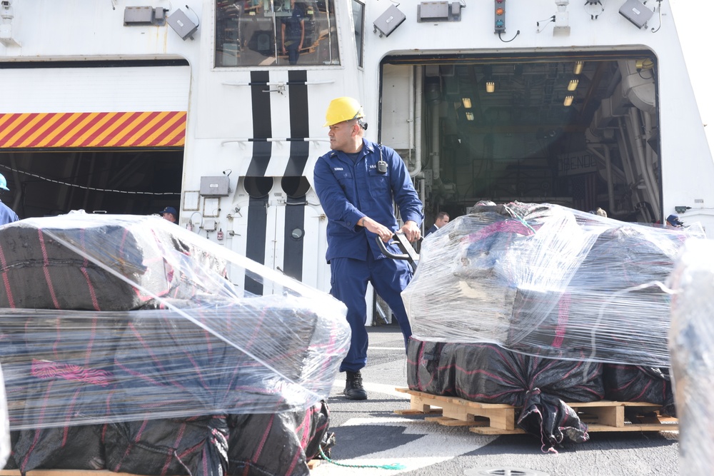 USCGC Stratton offloads more the 22,000 lbs. of cocaine in San Diego