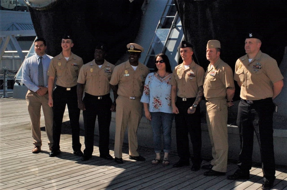 Naval Museum hosts a re-enlistment aboard the USS Wisconsin (BB-64)