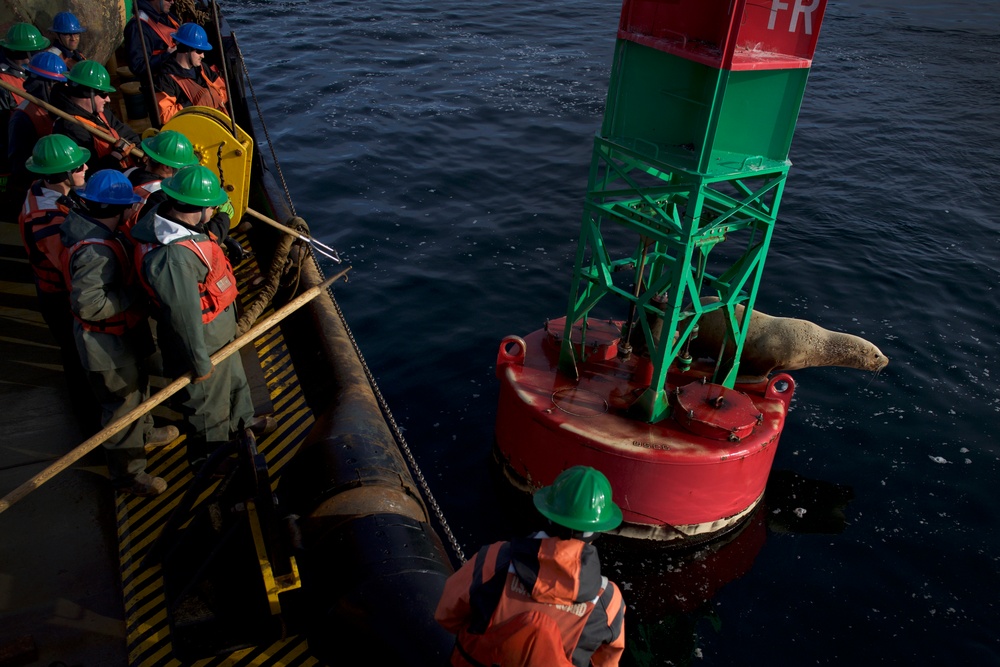 Coast Guard Cutter Anthony Petit crew conducts buoy maintenance in southeast Alaska