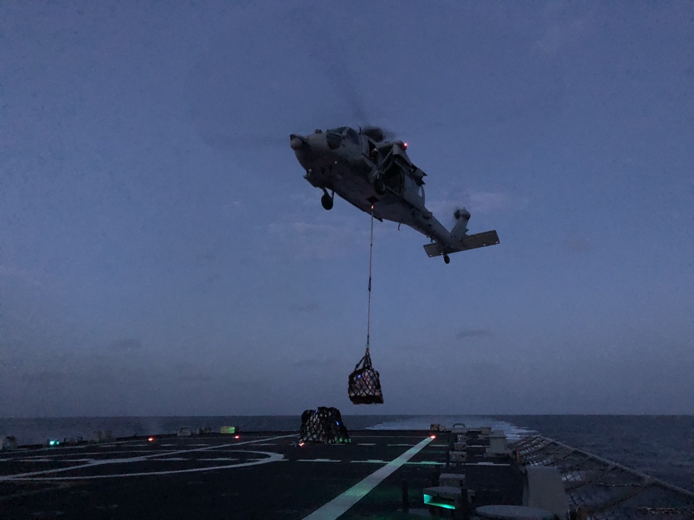 USS Detroit (LCS-7) Conducts VERTREP with HSC-22