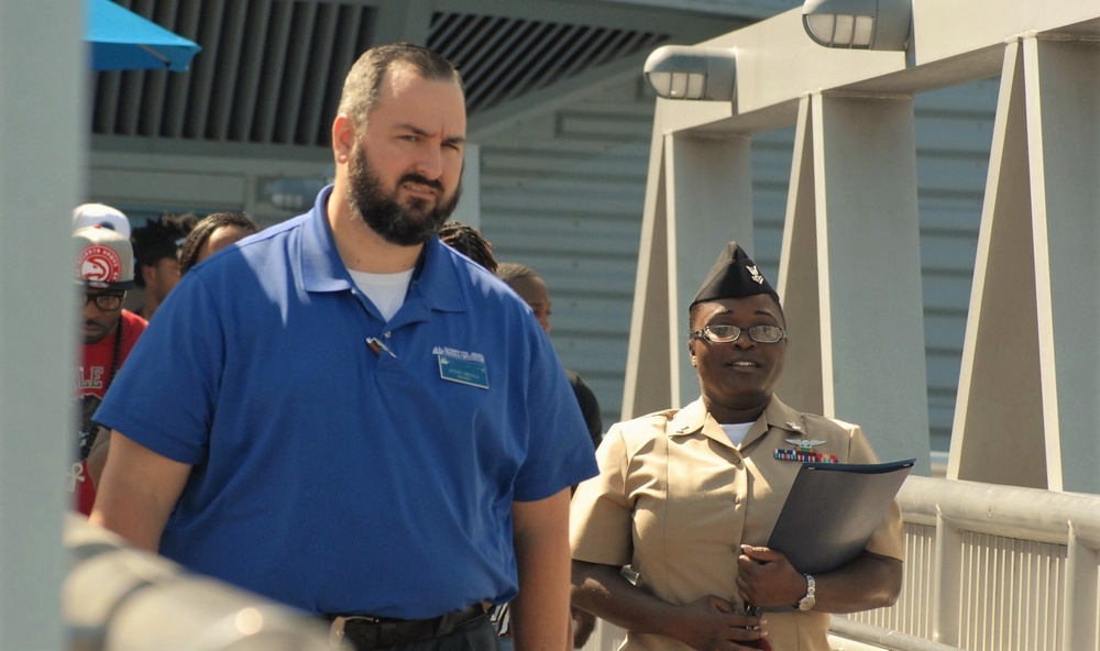 A re-enlistment aboard a battleship