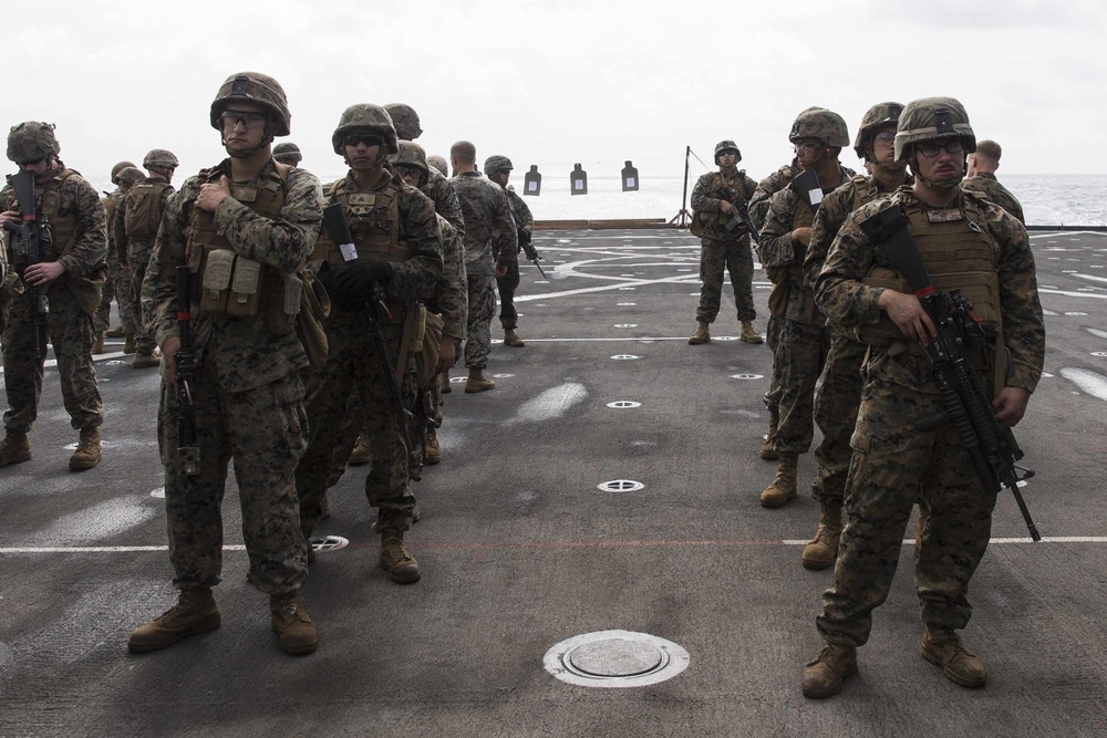 CLB 13 complete a Combat Marksmanship Shoot on the flight deck