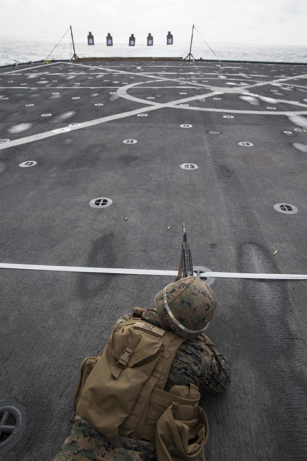 CLB 13 complete a Combat Marksmanship Shoot on the flight deck