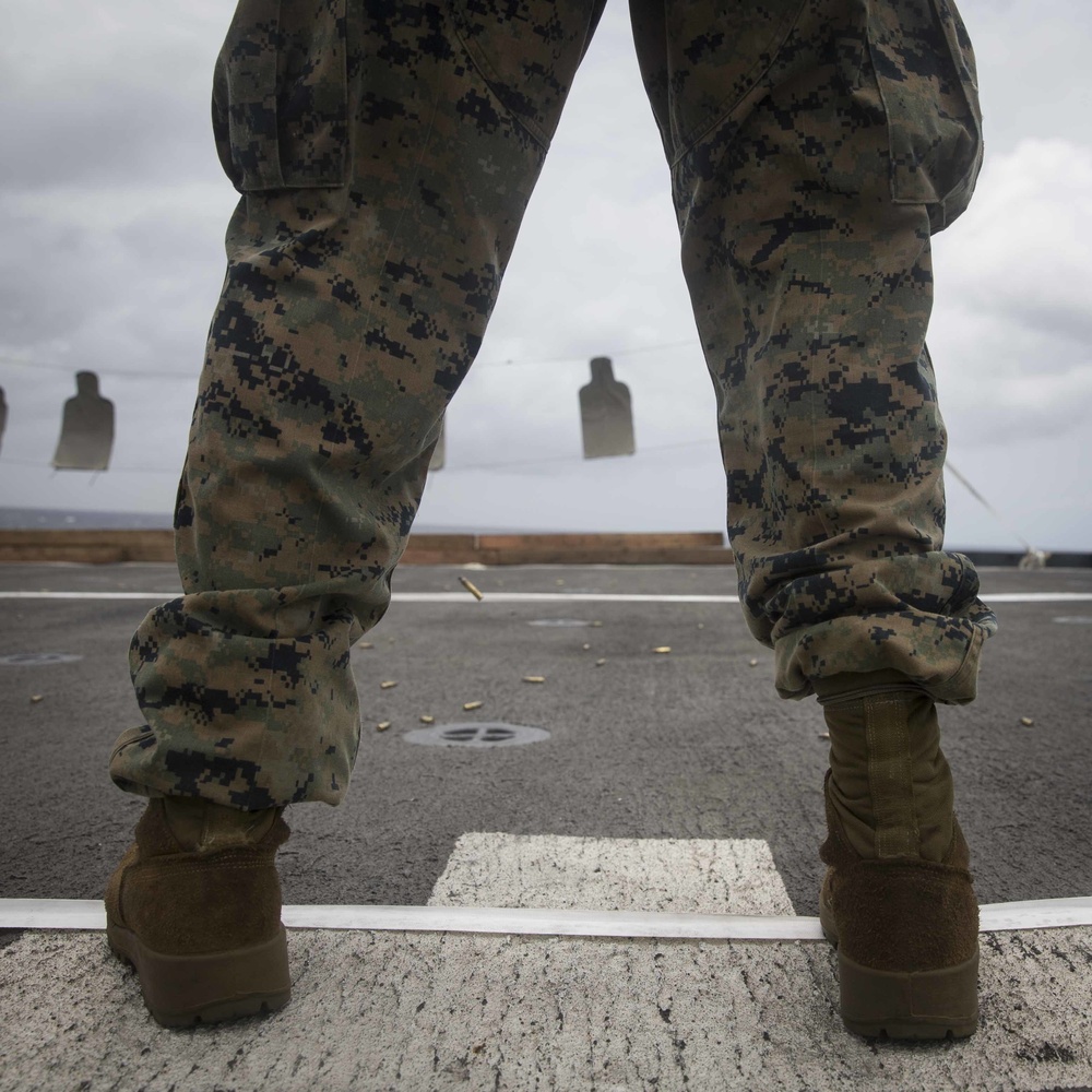 CLB 13 complete a Combat Marksmanship Shoot on the flight deck