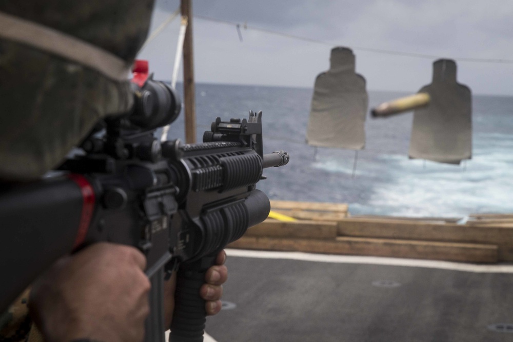 CLB 13 complete a Combat Marksmanship Shoot on the flight deck