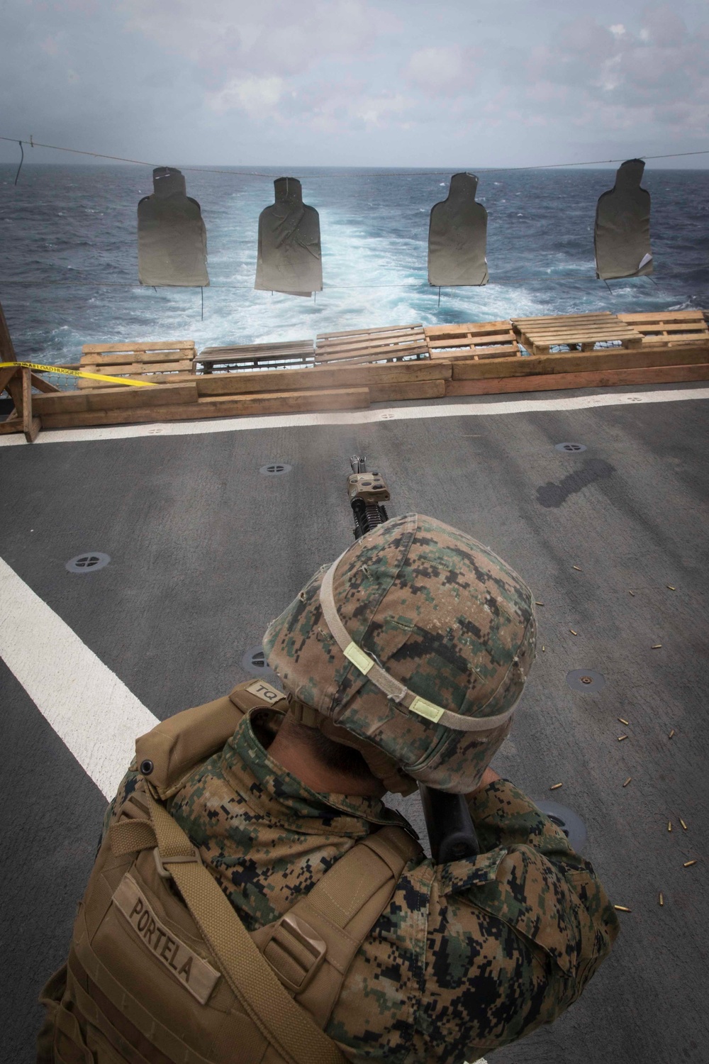 CLB 13 complete a Combat Marksmanship Shoot on the flight deck