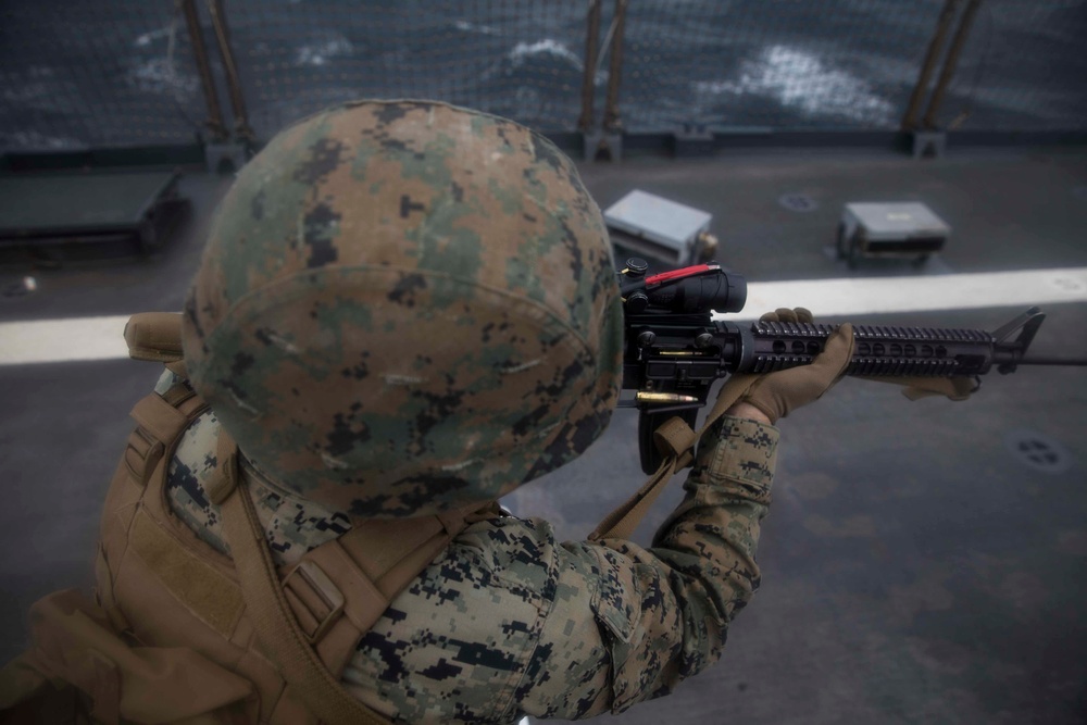 CLB 13 complete a Combat Marksmanship Shoot on the flight deck