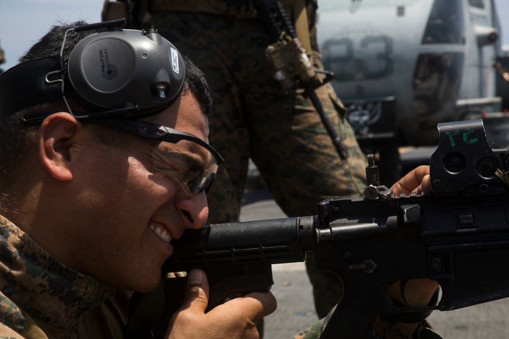 ARP &amp; Company F Marines send rounds down range aboard the USS Wasp