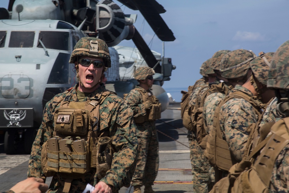 ARP &amp; Company F Marines send rounds down range aboard the USS Wasp