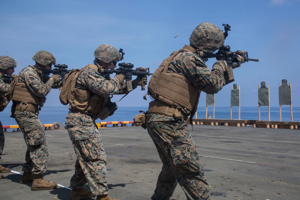 ARP &amp; Company F Marines send rounds down range aboard the USS Wasp