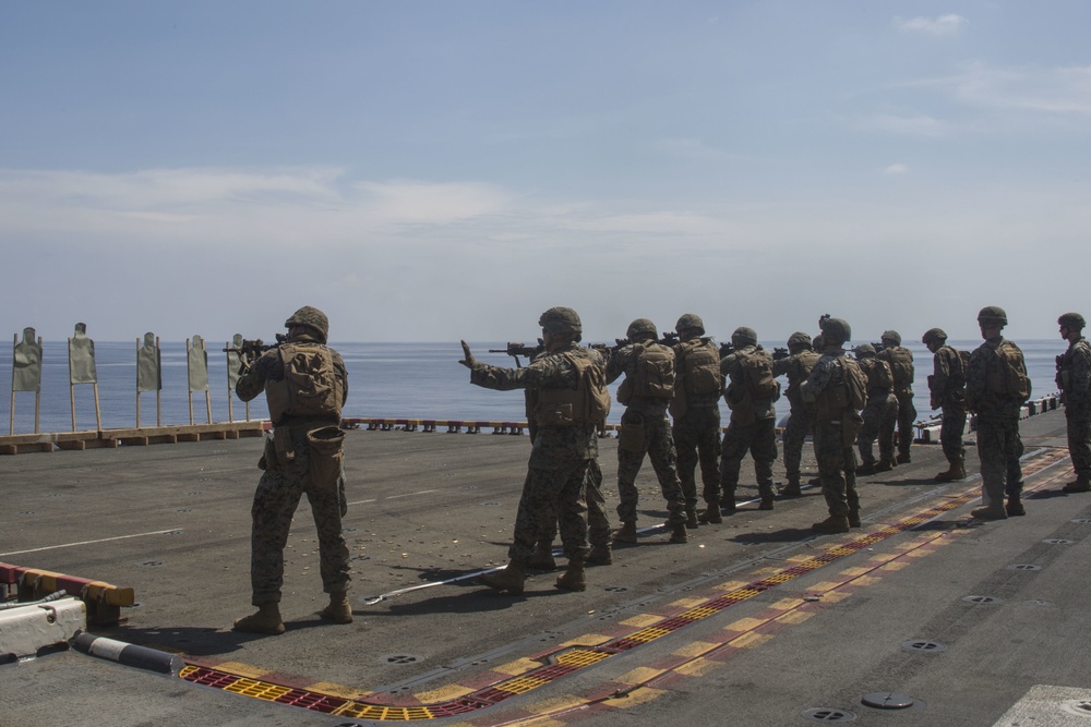 ARP &amp; Company F Marines send rounds down range aboard the USS Wasp