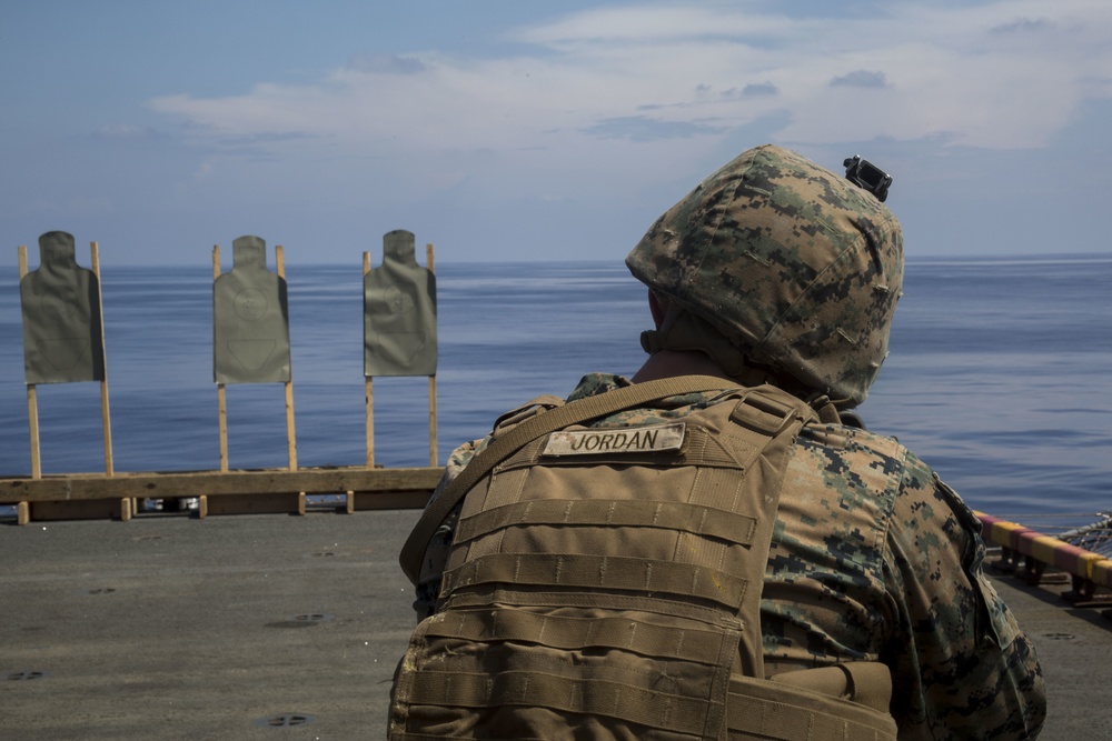 ARP &amp; Company F Marines send rounds down range aboard the USS Wasp