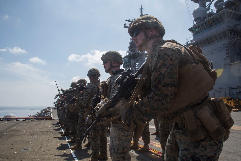 ARP &amp; Company F Marines send rounds down range aboard the USS Wasp