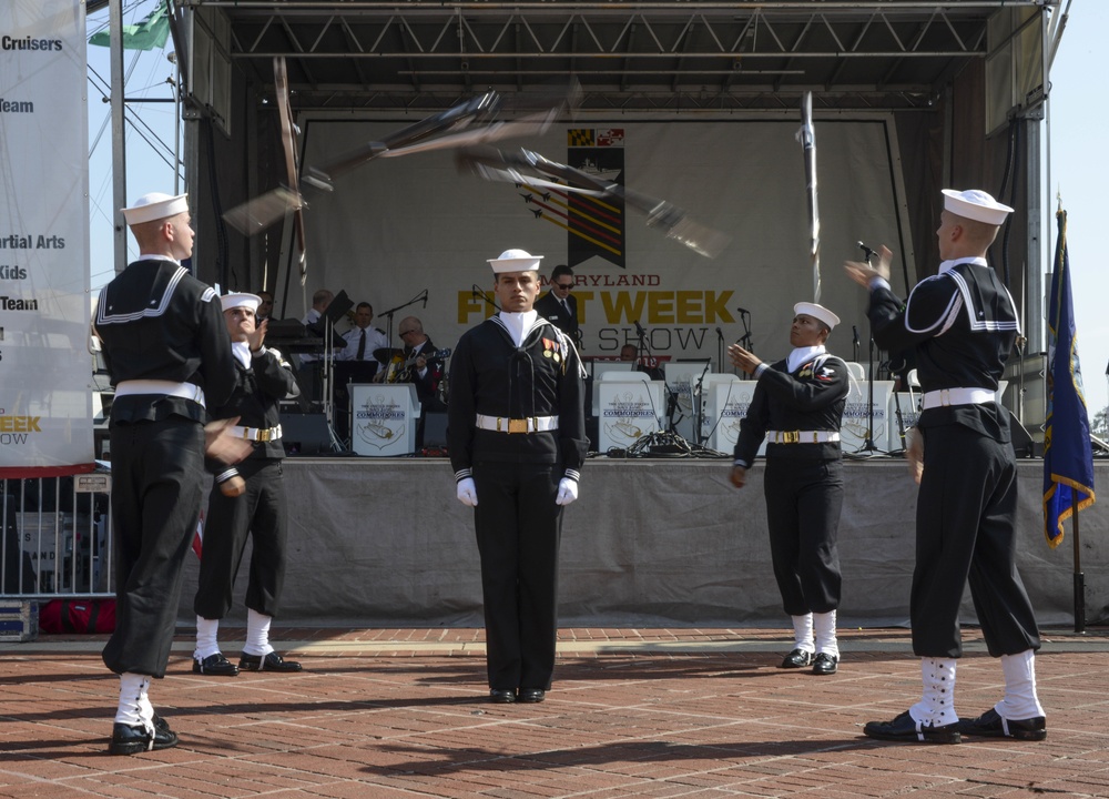 U.S. Navy Ceremonial Guard Drill Team performs in Baltimore’s Inner Harbor