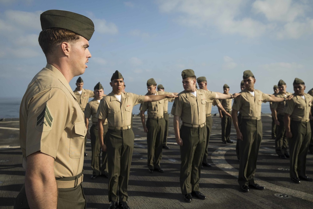 Cpl's Course have their dress uniforms inspected