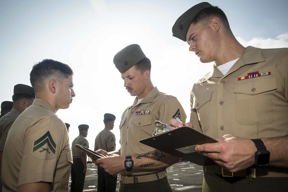Cpl's Course have their dress uniforms inspected