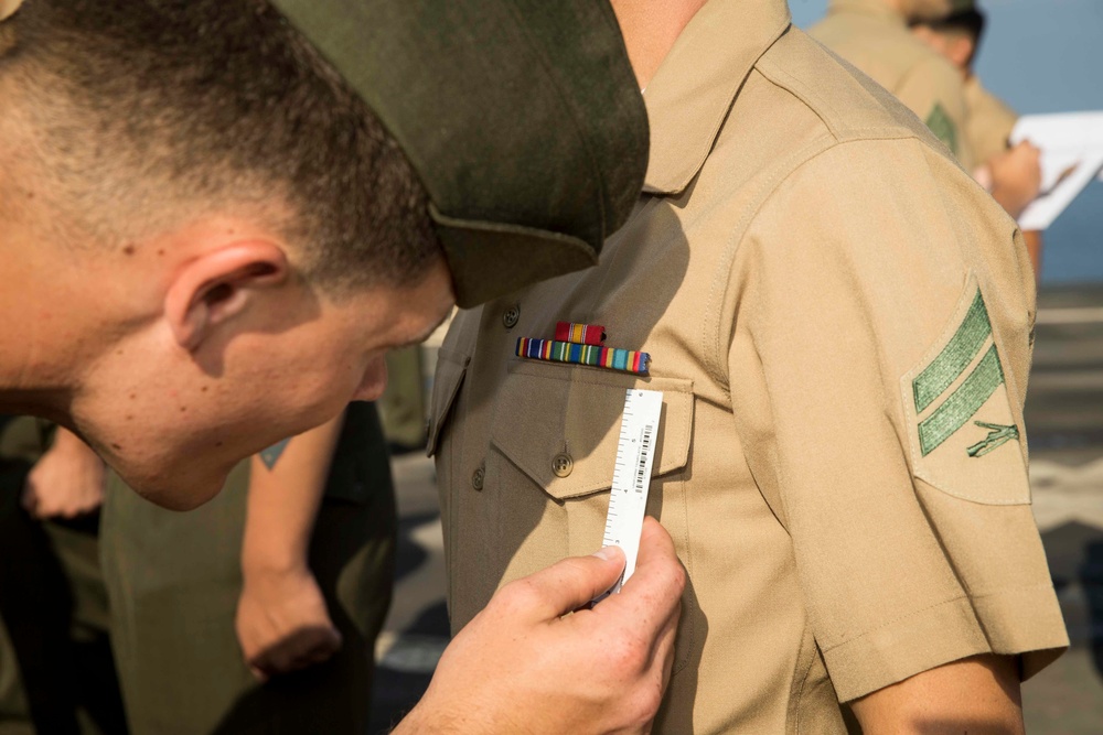 Cpl's Course have their dress uniforms inspected