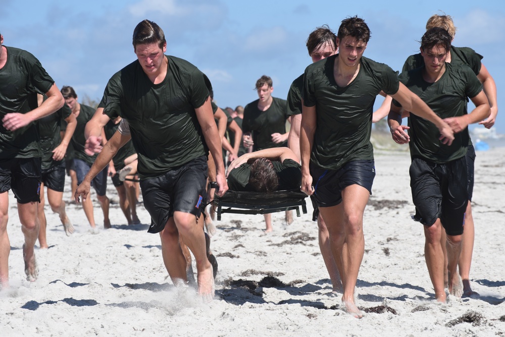 The University of Florida's Men's Swim Team train with Rescue Wing Pararescuemen