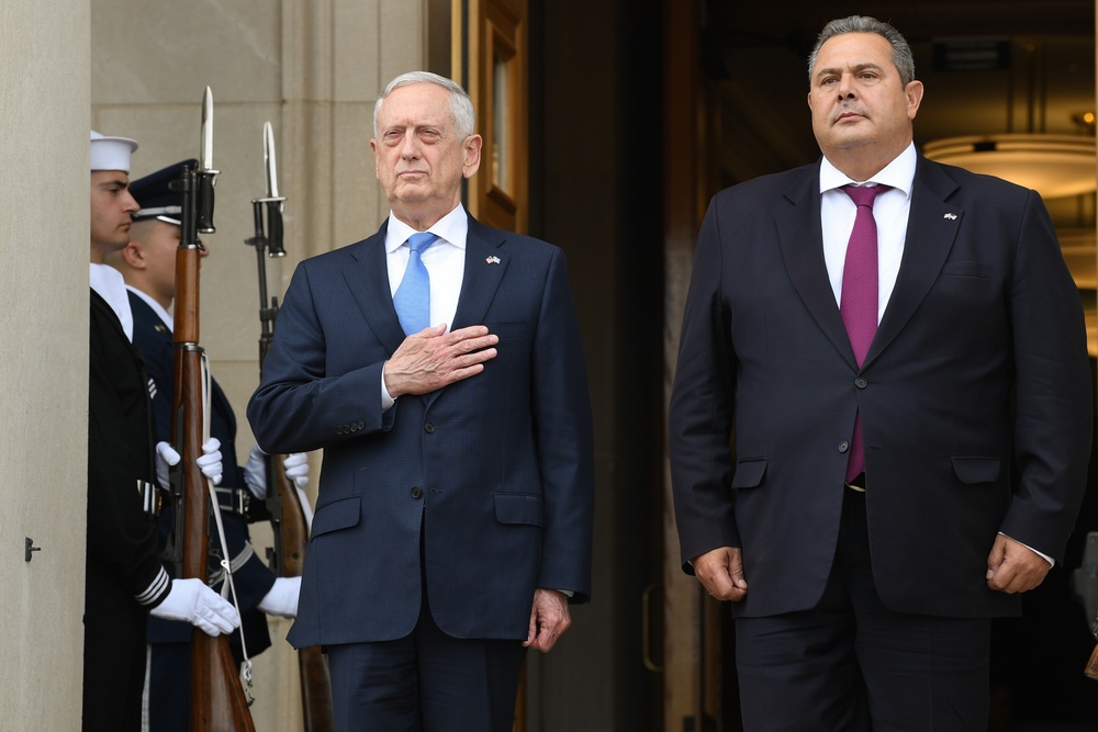 Armed Forces Full Honor Cordon in honor of Minister National Defence of the Hellenic Replublic Panos Kammenos