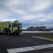 A U.S. Air Force fire protection truck assigned to the 128th Air Refueling Wing Fire Department sits on the ramp ready for response