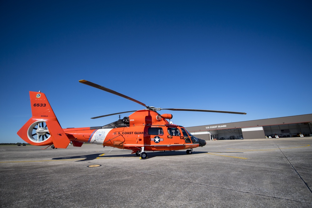 Coast Guard MH-65 Dolphin Ready to help survivors of Hurricane Michael