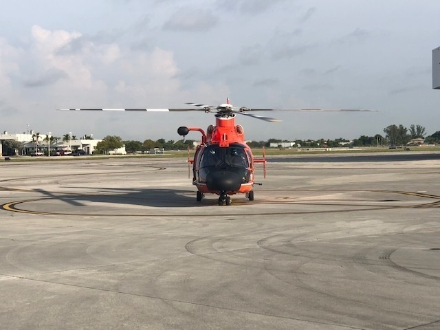 Coast Guard helicopter crew pre-stages in Tallahassee