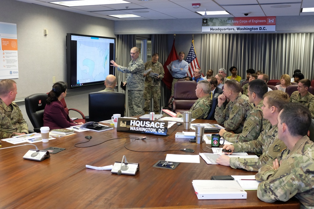 USACE leadership reviews latest information on Michael