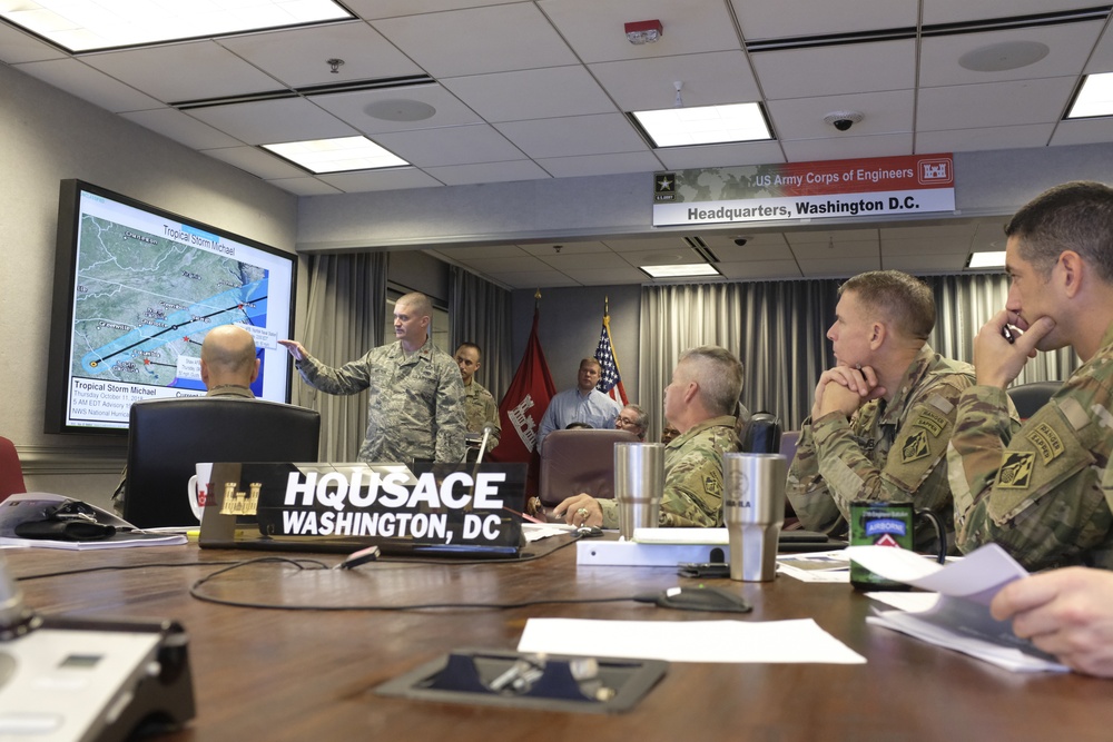 USACE leadership reviews latest information on Michael