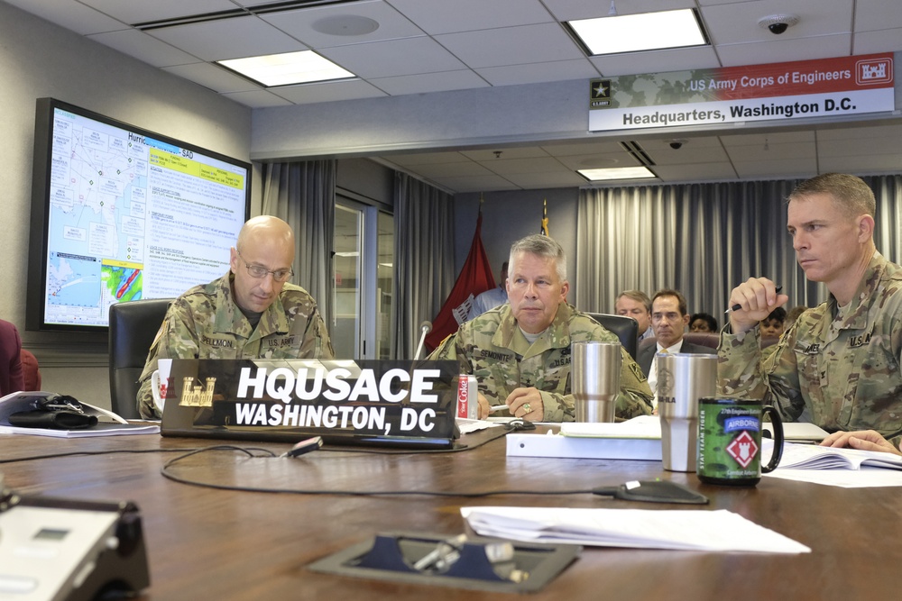 USACE leadership reviews latest information on Michael