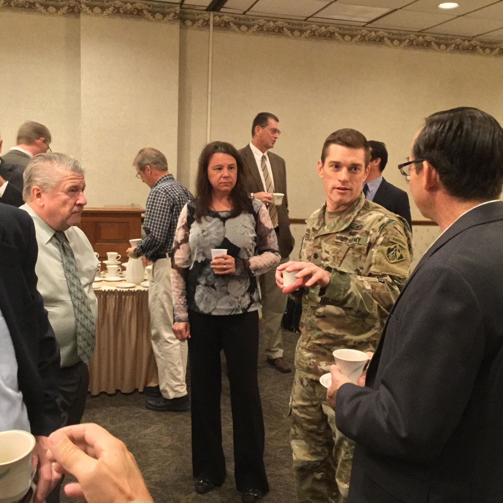 Buffalo District Commander Lt. Col. Jason Toth speaks with members of the American Council of Engineering Companies of New York