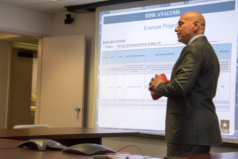 Tom Lavean, Chief, Project Management Team, conducts Risk Management Planning training