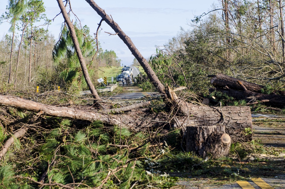 Florida National Guard 's CERF-P recon team survey damage in Mexico Beach