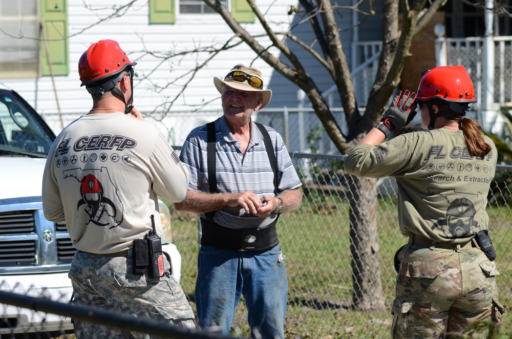 Florida National Guard 's CERF-P rescue teams search devastated neighborhoods in Gulf County