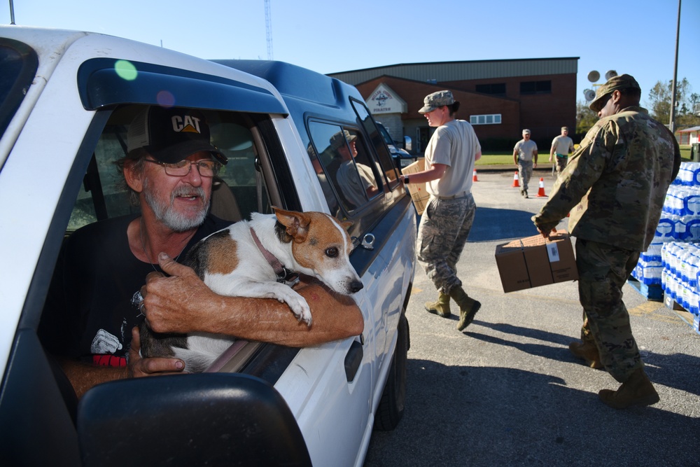Georgia Army and Air Guard distribute food and water for Hurricane Michael