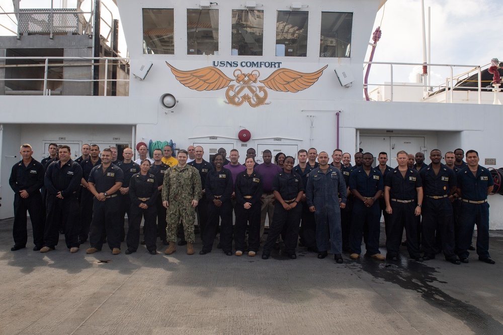 USNS Comfort Chiefs Mess Conducts Shout Out for Navy Birthday During Operation Enduring Promise