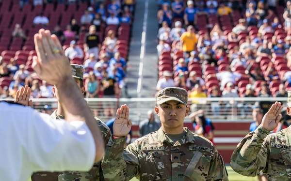 ROTC cadets take oath at 49r's stadium