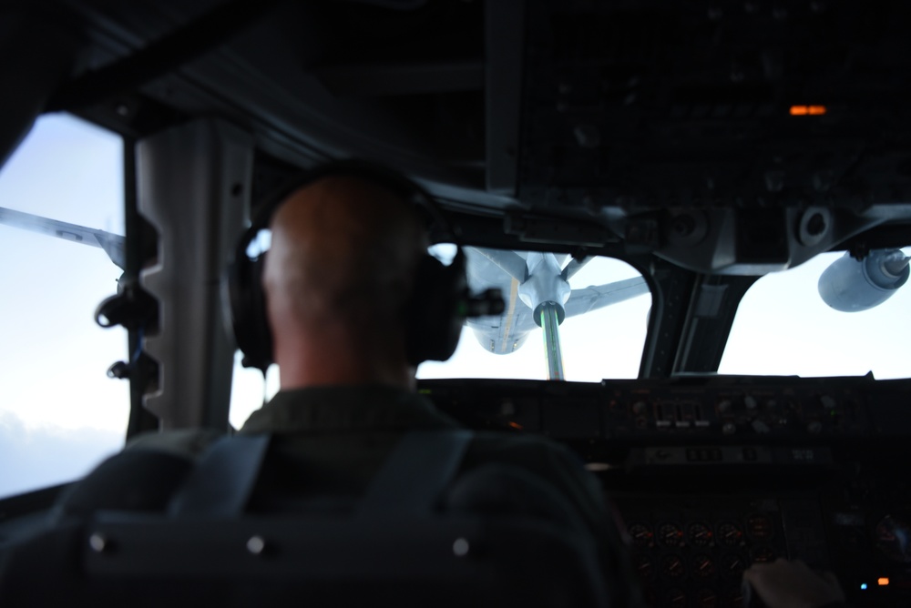 909th Air Refueling Squadron Conducts Mid-Air Refueling As Mattis Travels to Vietnam