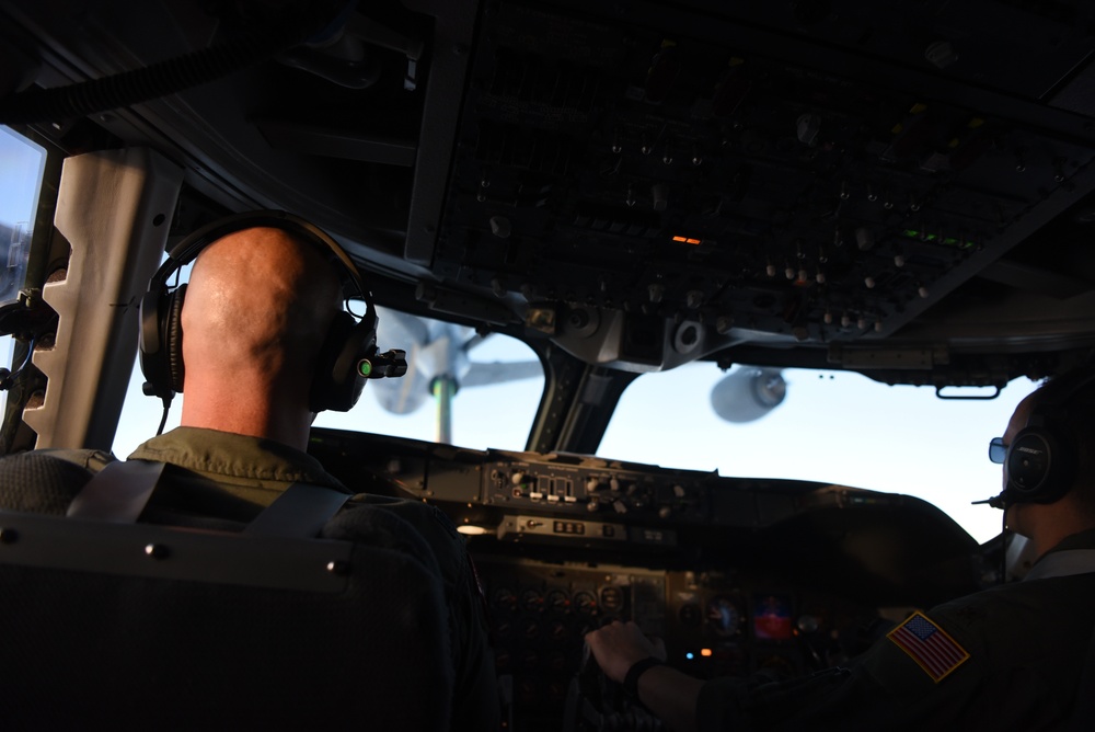 909th Air Refueling Squadron Conducts Mid-Air Refueling As Mattis Travels to Vietnam