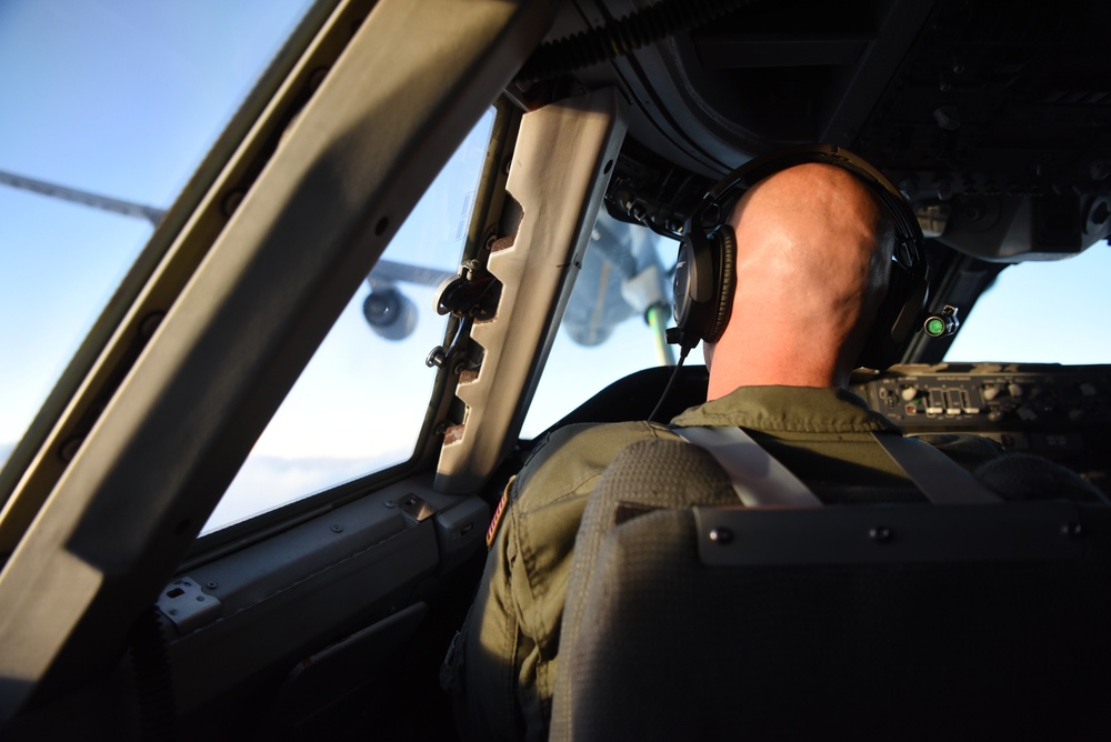 909th Air Refueling Squadron Conducts Mid-Air Refueling As Mattis Travels to Vietnam