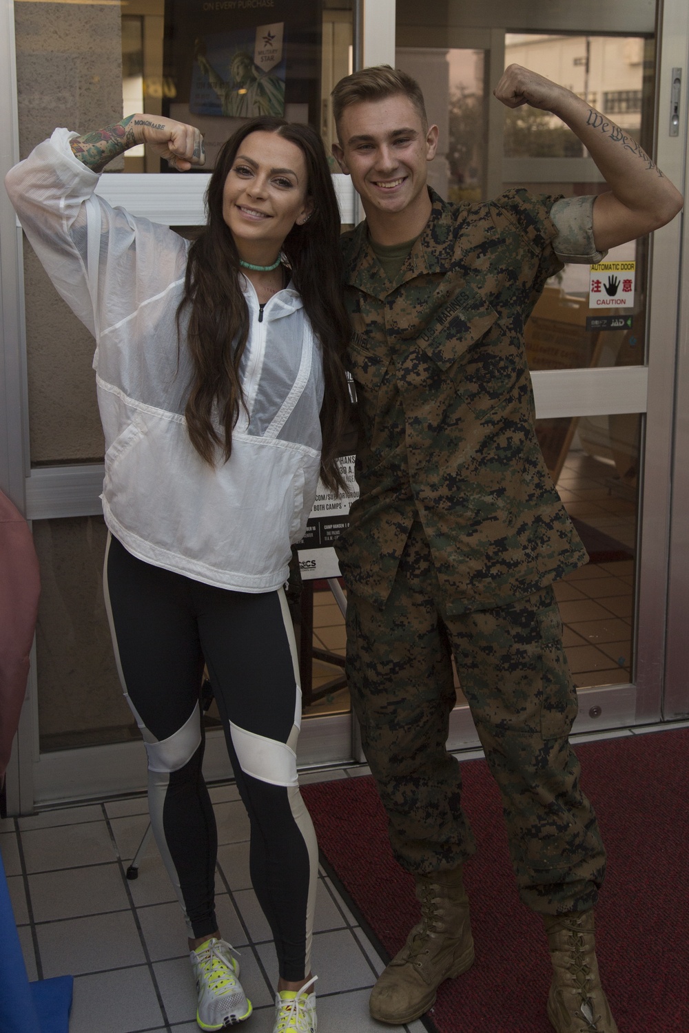 Marines meet Ashley Horner on Camp Foster