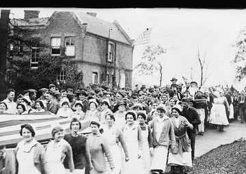 American nurses from Brooklyn celebrating the end of World War I in England