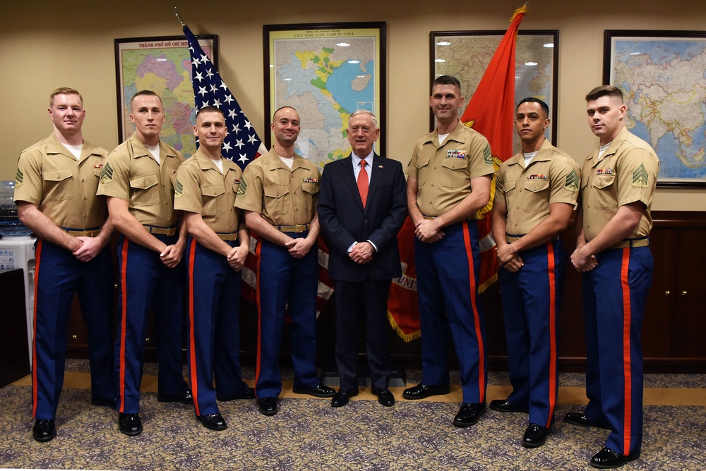 Mattis Meets With Marines at U.S. Consulate in Ho Chi Minh City